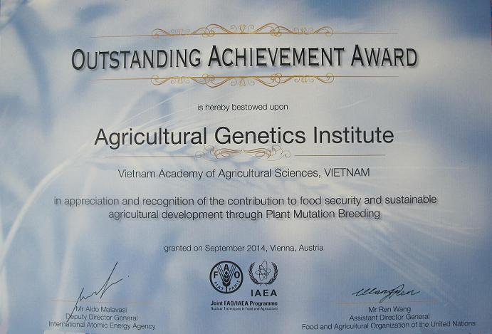 Viện Di truyền nông nghiệp nhận giải thưởng của IAEA
